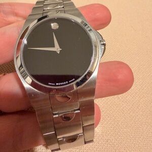 Men’s silver link movado watch- challenger  38mm